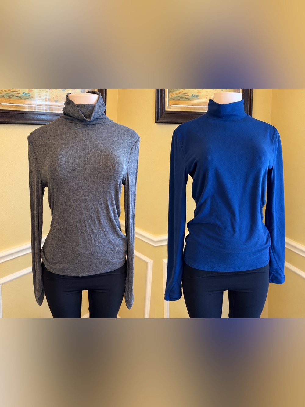 Bundle of Gray Women's Turtleneck Long Sleeve and Navy Turtleneck Long-Sleeve